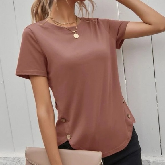 New DUSTY PINK ROUND NECK TOP - Picture 2 of 6